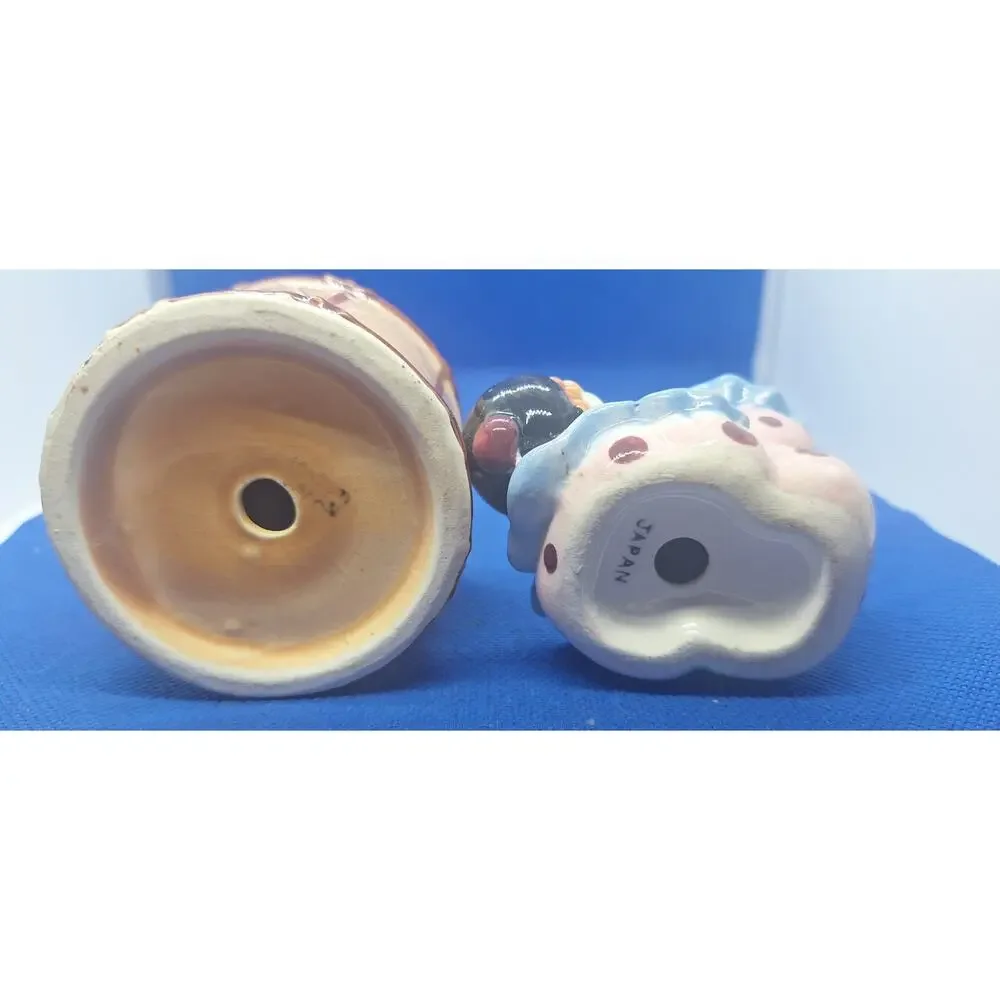 Clown on Drum Salt & Pepper Shakers- Vintage Japan-